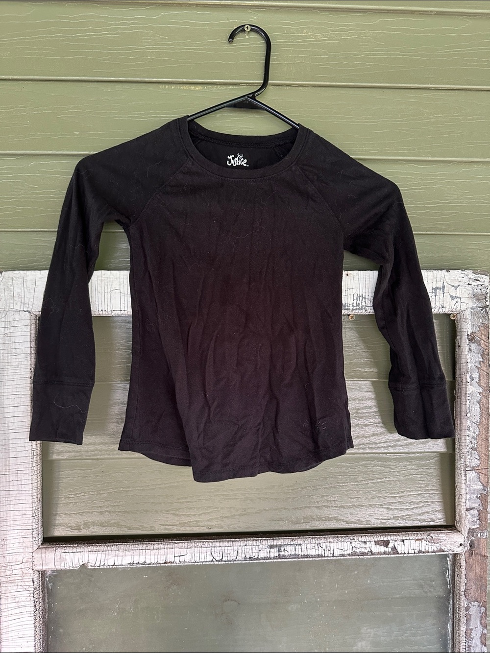 Justice Black Girls' Long-Sleeve Crewneck Tee